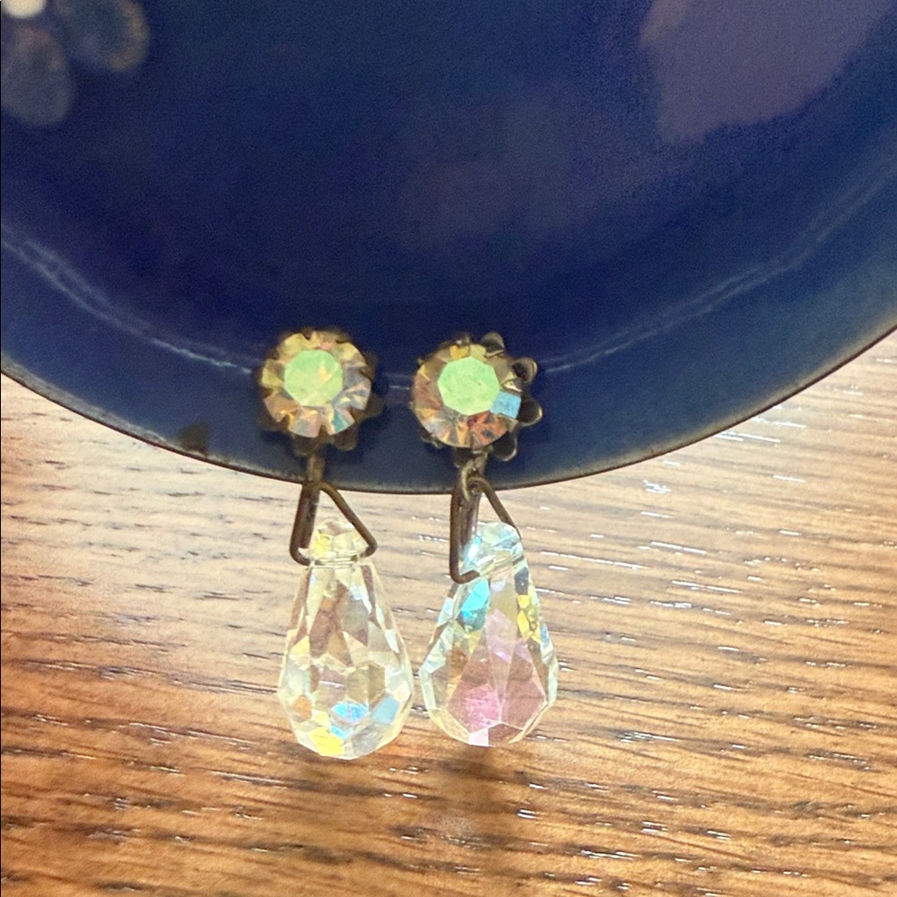 Vintage Cut Glass Drop Earrings